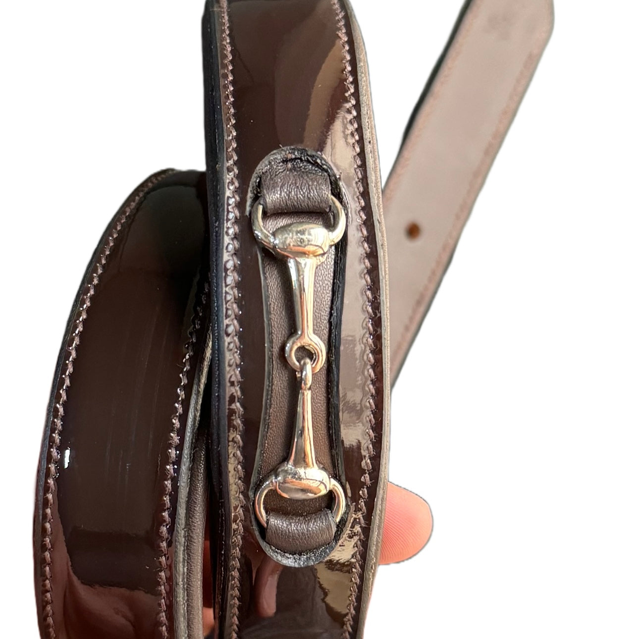 (NEW) Brown (Patent) Leather Luxury Snaffle Belt PREORDER