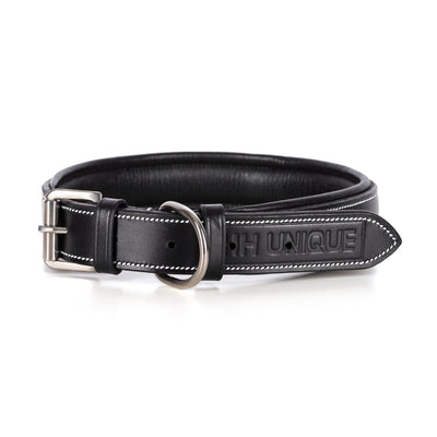 Snaffle Dog Collar made from luxury English butter soft leather. Double layered padding for extra comfort. Complete with Silver snaffle decoration and HH Unique Leather Stamps - Horzehoods