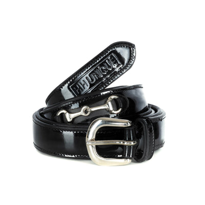 NEW PATENT Black Leather Luxury Snaffle Belt - Horzehoods