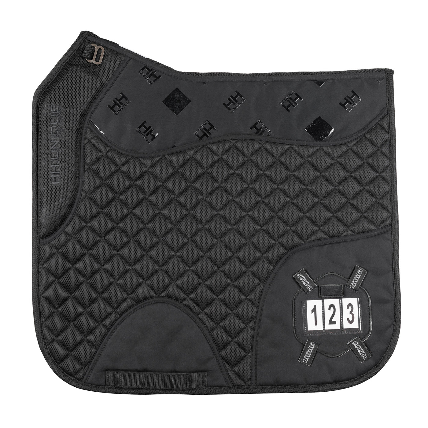 Black FlexiBadge4D™️ Grip Gel Competition Dressage Pad Kit