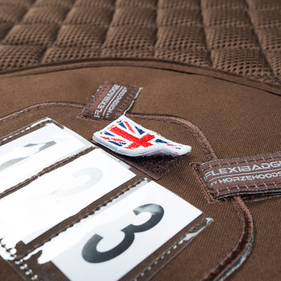 Brown FlexiBadge4D™️ Grip Gel Competition Dressage Pad Kit