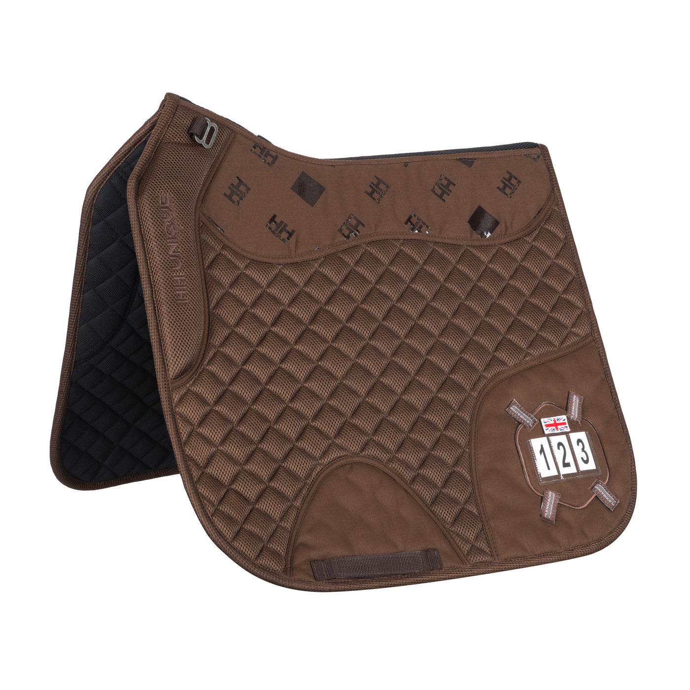 Brown FlexiBadge4D™️ Grip Gel Competition Dressage Pad Kit