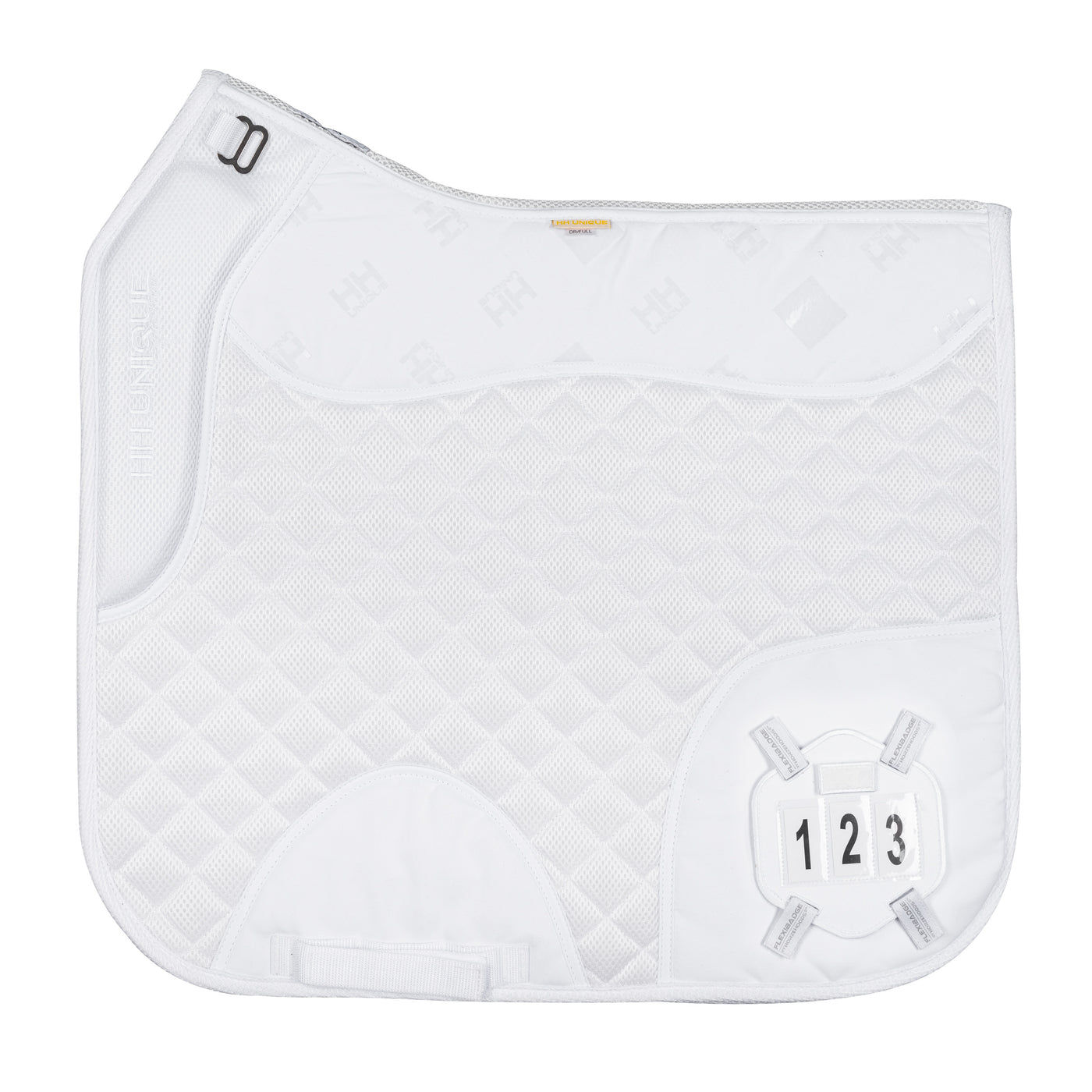 2-1 White FlexiBadge4D™️ Grip Gel Competition Dressage Pad Kit