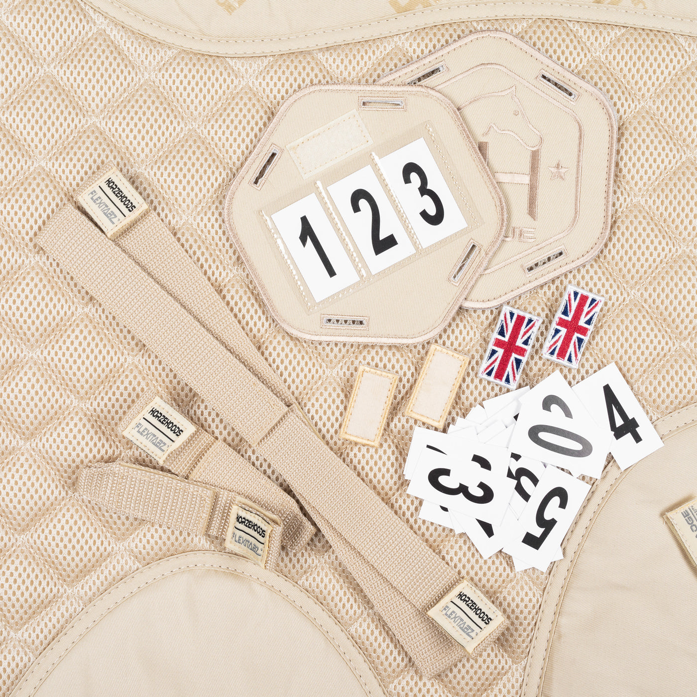 2-1 Cream FlexiBadge4D™️ Grip Gel Competition Dressage Pad Kit