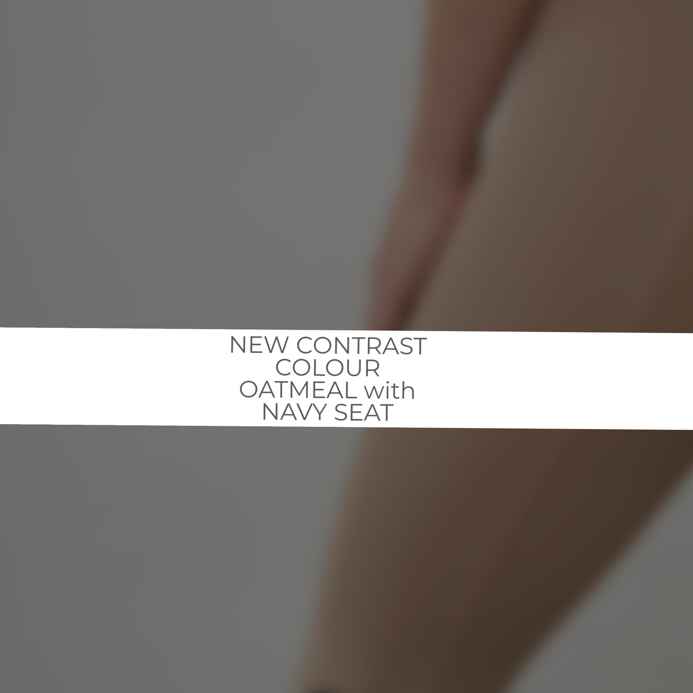 Oatmeal Beige with Navy Seat Competition Leggings