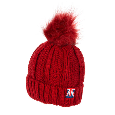 Red Soft Knit Bobble Hat