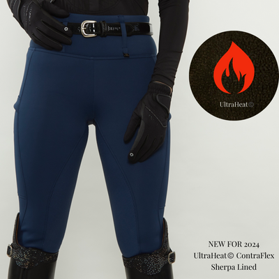 OUTLET - Navy UltraHeat™️ ContraFlex Leggings XXS (UK4/6) (EU32/34) (US1/2) / Micro Sherpa Lined / With Silicone