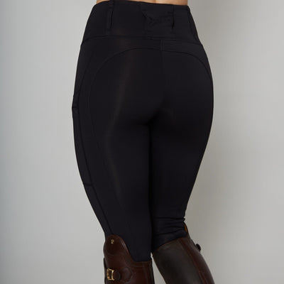 Lady in Plain Black Heater Rider Leggings can be with/without silicone seat