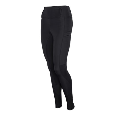 Lady in Plain Black Heater Rider Leggings can be with/without silicone seat